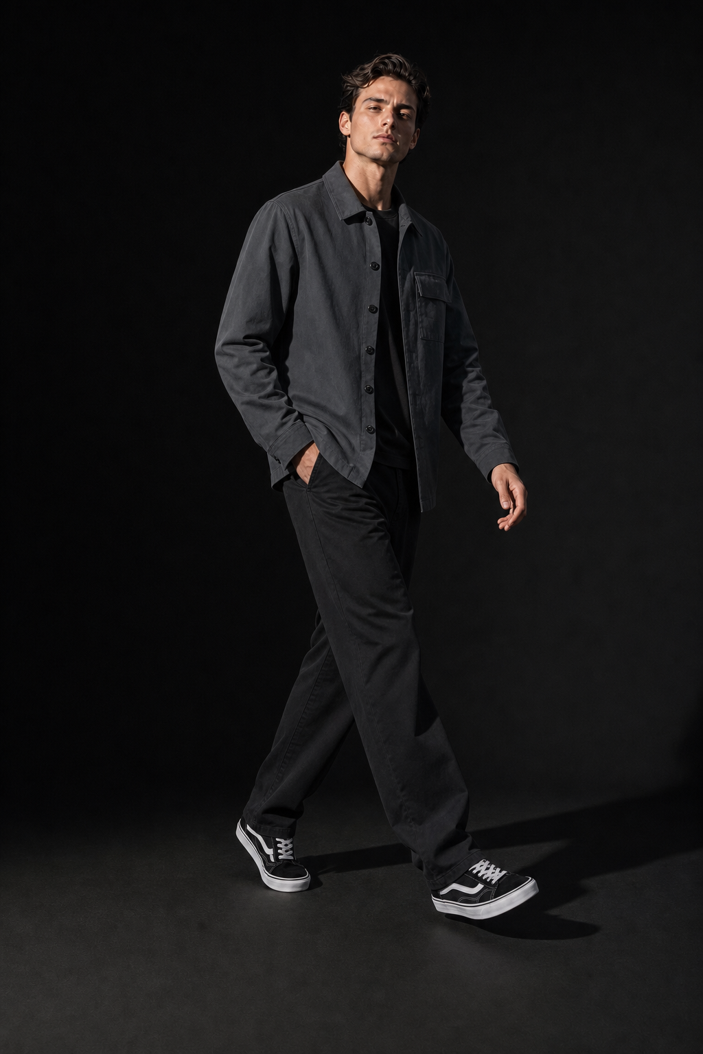 Slate 87 twill overshirt side loadout angle
