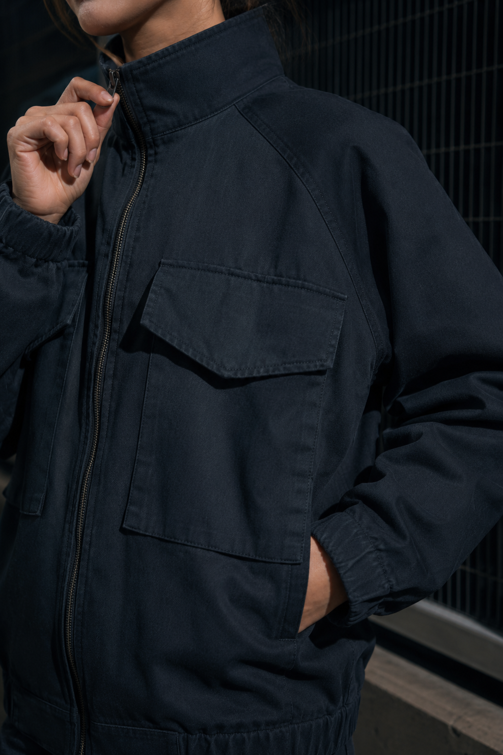Concrete 21 utility jacket fabric detail