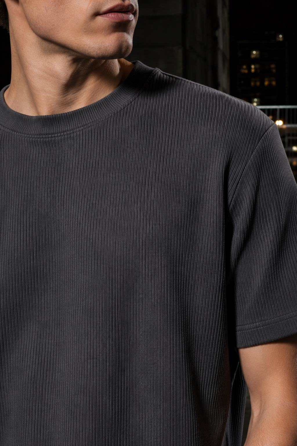 Slate 23 rib tee fabric detail