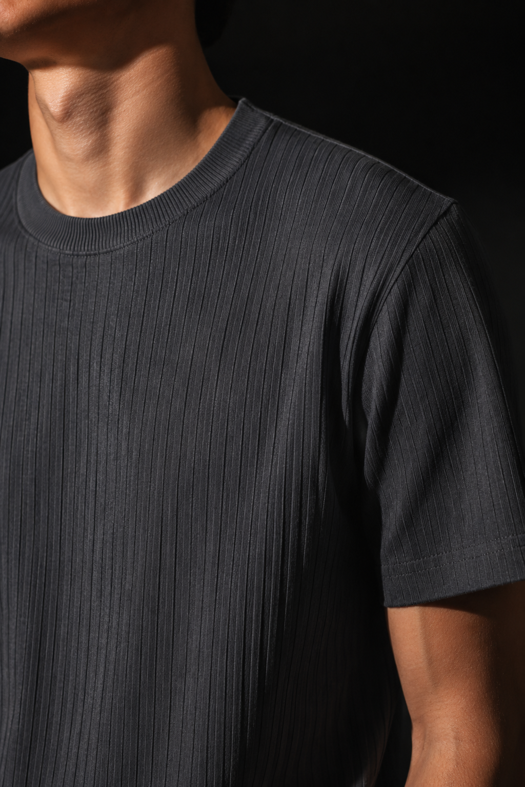 Slate 33 rib tee fabric detail