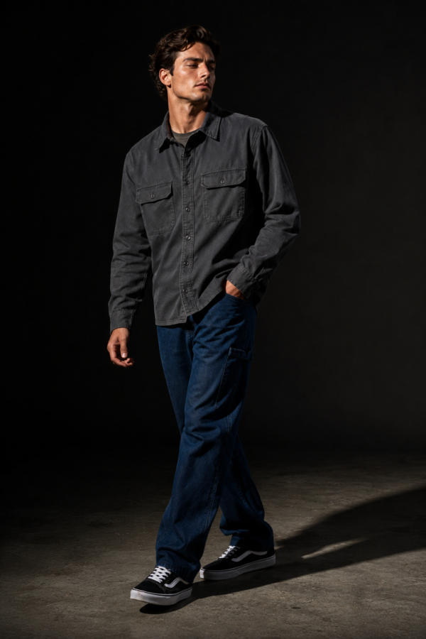 Slate 37 twill overshirt alternate angle