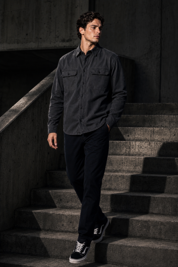 Slate 47 twill overshirt alternate angle