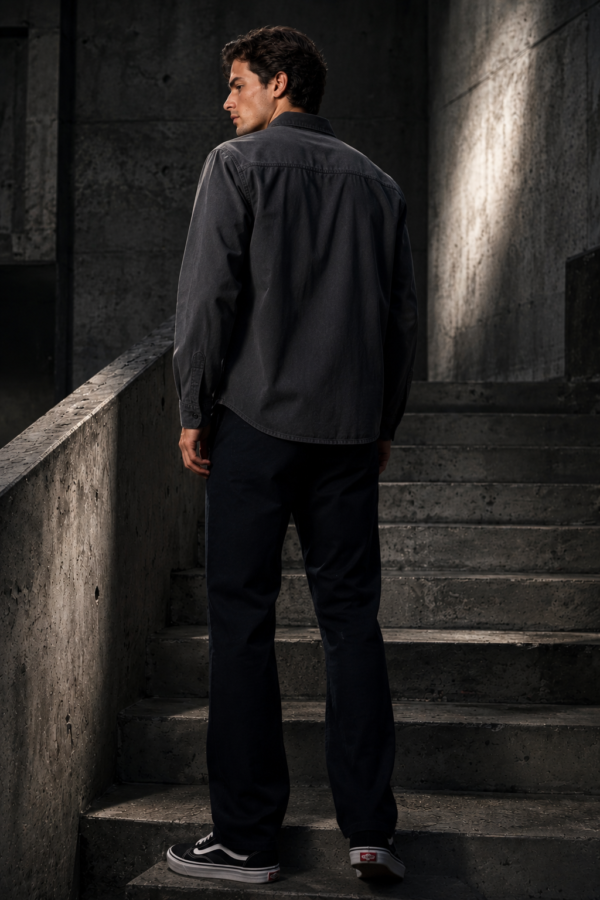 Slate 47 twill overshirt back or construction