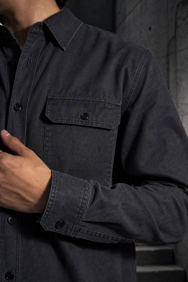 Slate 47 twill overshirt fabric detail