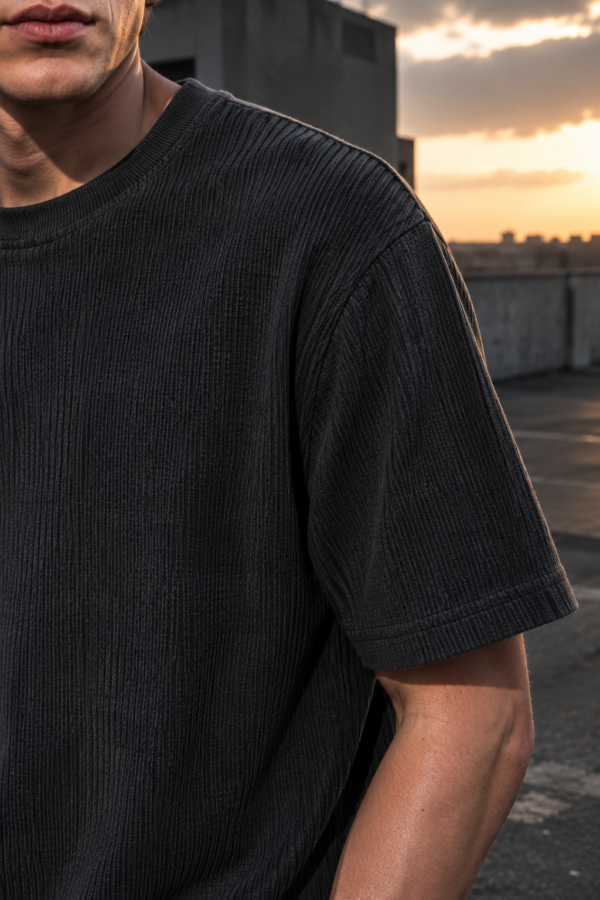 Slate 53 rib tee fabric detail