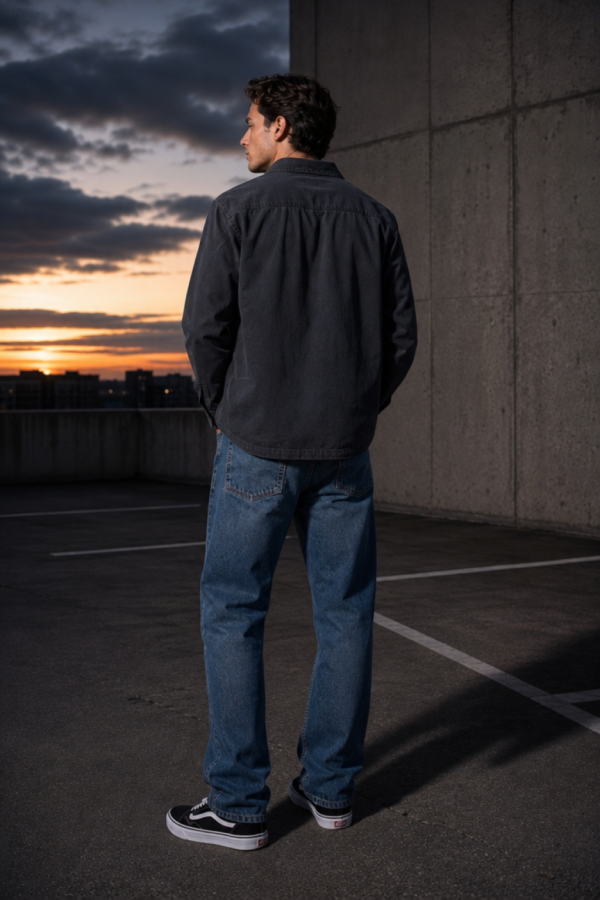 Slate 57 twill overshirt back or construction