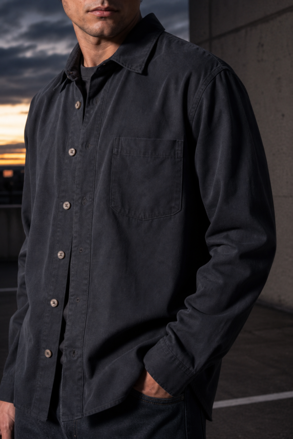 Slate 57 twill overshirt fabric detail