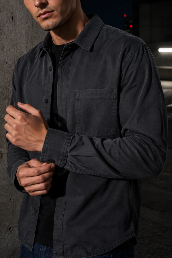 Slate 77 twill overshirt fabric detail