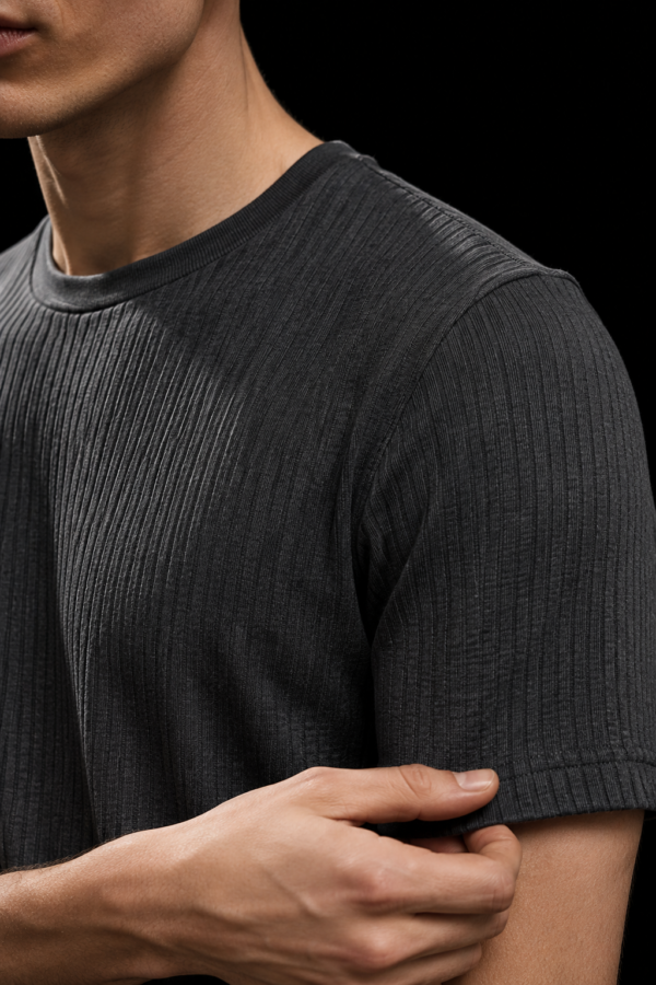 Slate 83 rib tee fabric detail